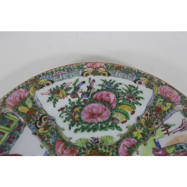 Hand Painted Chinese Famille Rose Medallion 10” Plate With People For Sale - Image 4 of 12