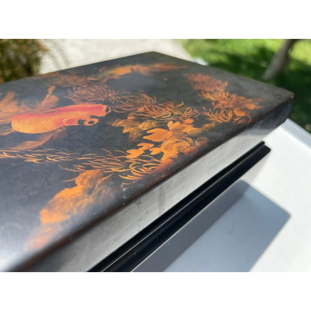 Vietnamese Black and Orange Box in Lacquered Wood For Sale - Image 5 of 7