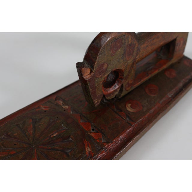 Kid Size Antique Danish Wooden Mangle Board a Wedding Love Gift with Horse, 1768 For Sale - Image 10 of 12