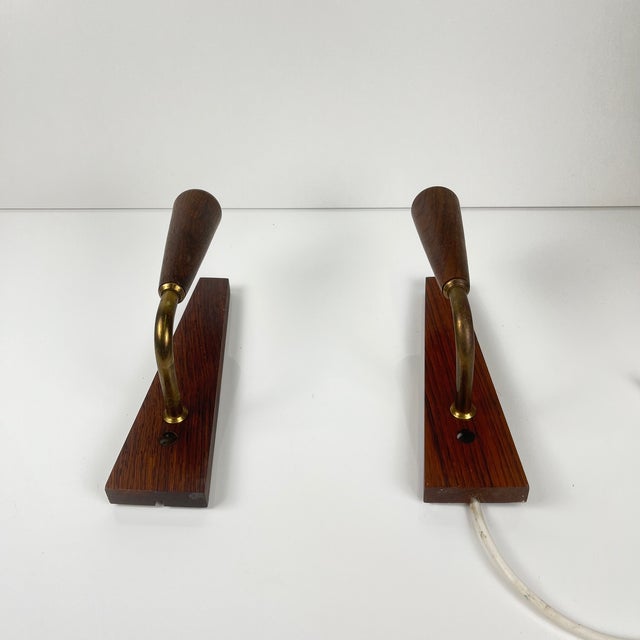 Danish Wood Wall Sconces, 1970s, Set of 2 For Sale - Image 6 of 11