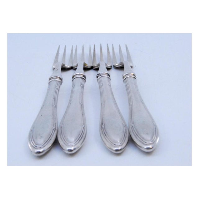 Silver Forks with Crimped Handles, Set of 4 For Sale - Image 9 of 10