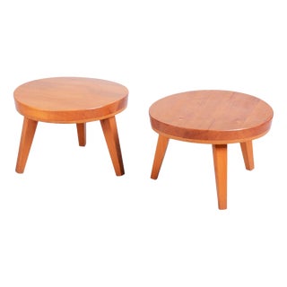 Mid-Century Small Tables in Larch Wood, Czech, 1950s, Set of 2 For Sale