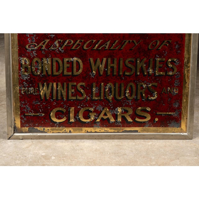 Early 20th Century Early 20th Century Pre-Prohibition Fortune's Buffet R O G Mirror Sign For Sale - Image 5 of 12