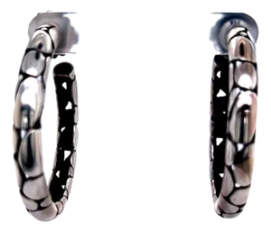 Late 20th Century John Hardy Estate Pebble Hoop Earrings Sterling Silver, A Pair
