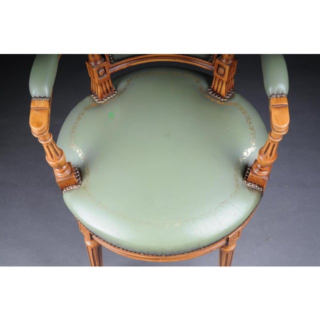 20th Century English Armchair in Leather and Yew Wood For Sale - Image 17 of 18