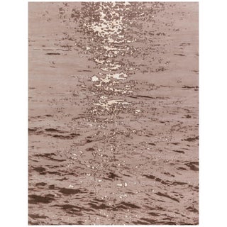 Modern Abstract Taupe Silk Rug "Chocolate Reservoir" Designed By Brett Beldock For Sale