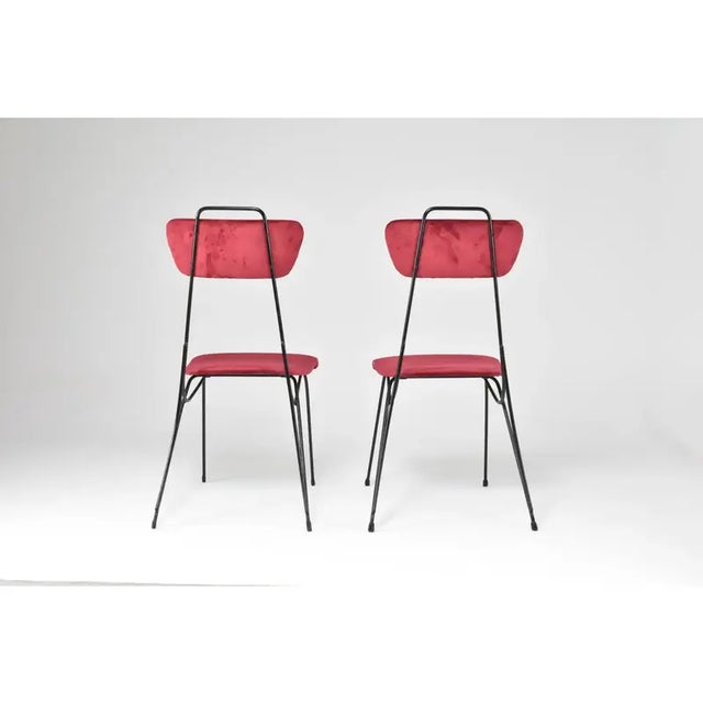 French Midcentury Metal and Velvet Chair, 1950s For Sale - Image 12 of 12