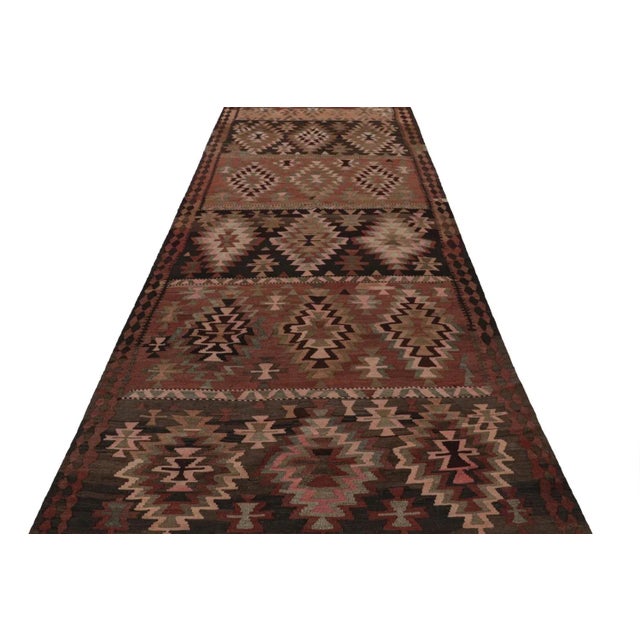 Tribal 1950s Vintage Afghan Kilim Runner Rug With Geometric Patterns For Sale - Image 3 of 7