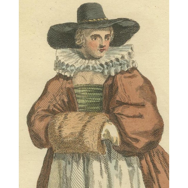 Jefferys, Citizen's Wife of London in 1640 with Fur Muff, 1757, Engraving For Sale - Image 4 of 9
