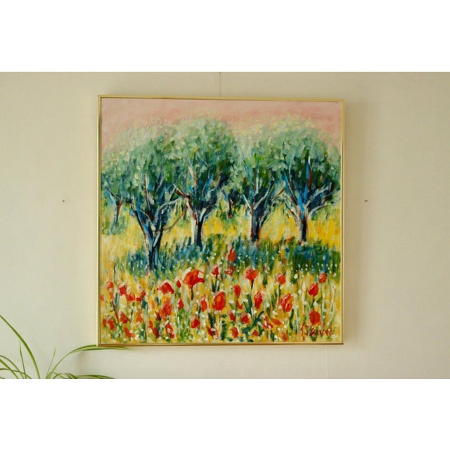 Original Swedish Oil on Canvas Painting "Valmo Vid Olivlund" by Gunnar Ingemar Erixon – Vintage & Framed | 60.5 × 60.5 cm...