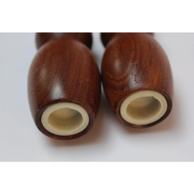 Mid-Century Modern Teak Owl Salt and Pepper Shakers With Jeweled Eyes For Sale - Image 9 of 10