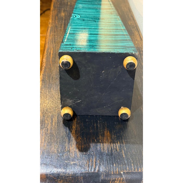 1960s Monumental Pair Faux Malachite Obelisks on Gold Ball Feet For Sale - Image 9 of 10