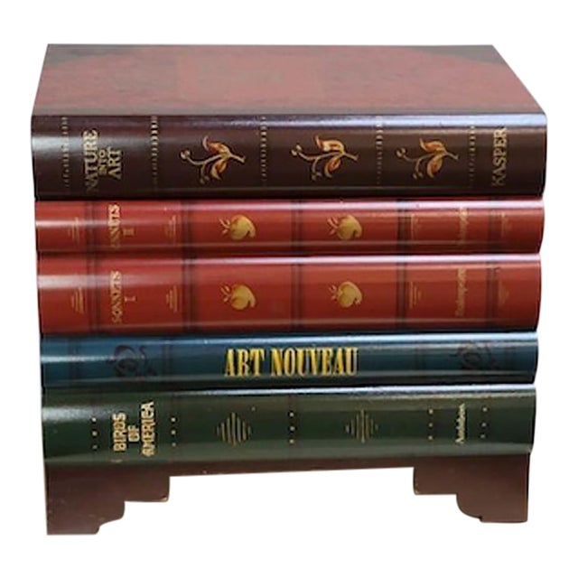 Vintage Trompe l'Oeil Faux Stacked Books Chest / Decorative Box by Don Andres For Sale