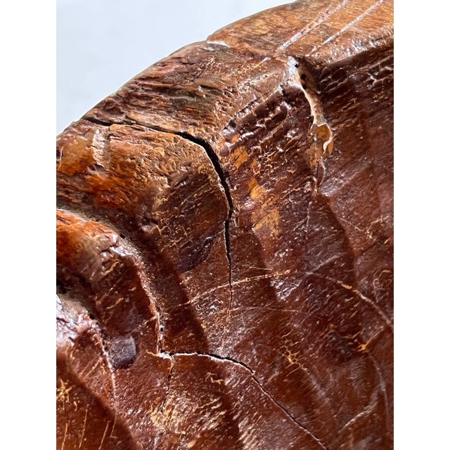 Folk Art Ancient Carved Wood Bowl From China For Sale - Image 3 of 10