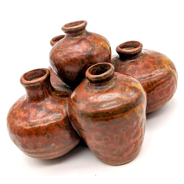 Mid 20th Century 1970s Ikebana Glazed Stoneware Cluster Vase For Sale - Image 5 of 12