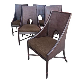 Barbara Barry for McGuire Double-Caned Rattan Dining Armchairs – Set of 6 For Sale