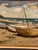 Late 20th Century 20th Century Oil Painting Seaside Boats For Sale - Image 5 of 6