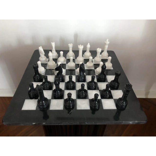 Vintage White and Black Volterra Marble Chess Board, 1950s For Sale - Image 12 of 14