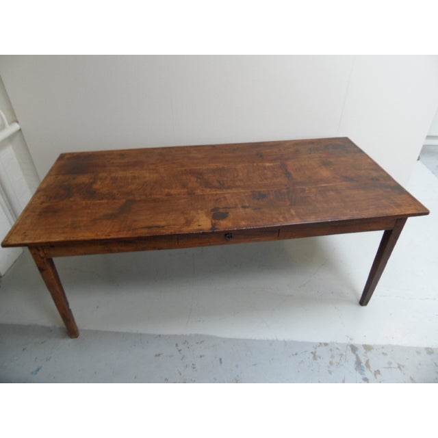 Antique Oak French Dining Table with Drawer For Sale - Image 6 of 10