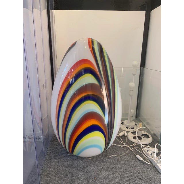 White Egg Lamp in Murano Style Glass with Multicolored Reeds from Simoeng For Sale - Image 10 of 11