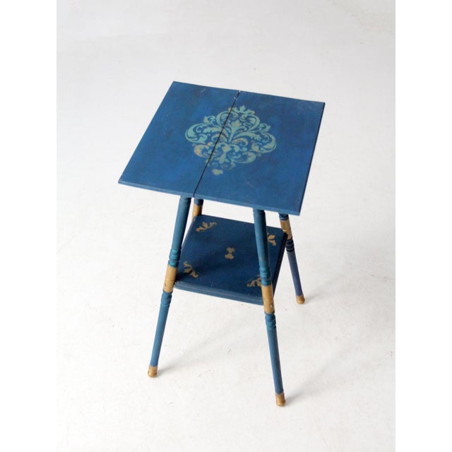 Blue Antique Painted Accent Table For Sale - Image 8 of 10