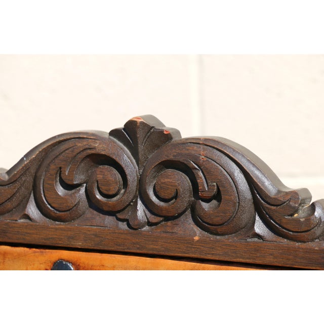 Set of 6 Spanish Revival Carved Wood & Tan Leather Dining Chairs For Sale - Image 13 of 18