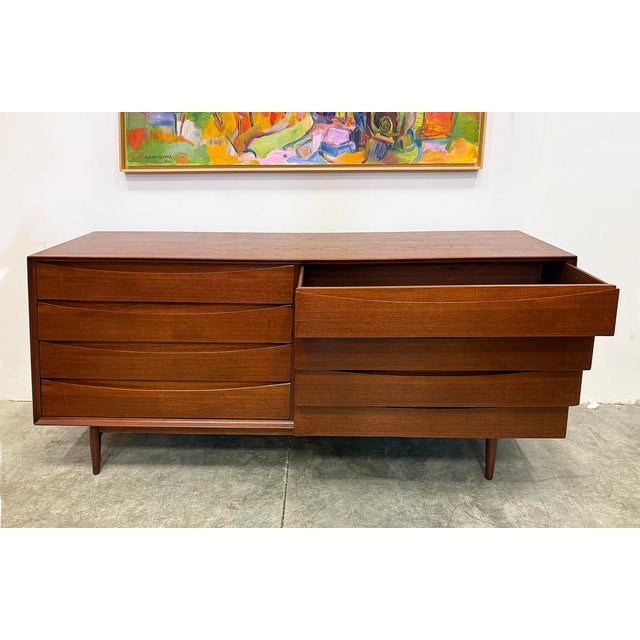 Early 20th Century Mid-Century Danish Modern Teak Arne Vodder Sibast Dresser, Refinished For Sale - Image 5 of 9