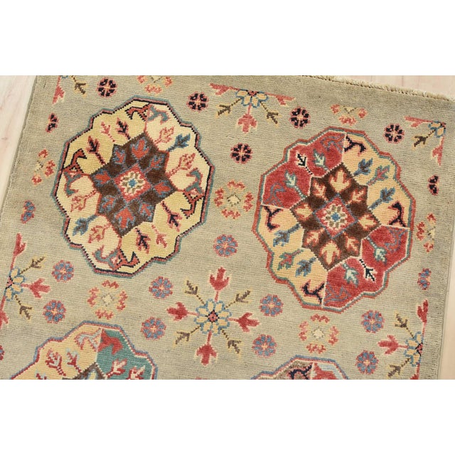 2020s Kazak Runner 2’8” X 9’5” Gray Wool Tribal Hand-Knotted Oriental Rug For Sale - Image 5 of 13