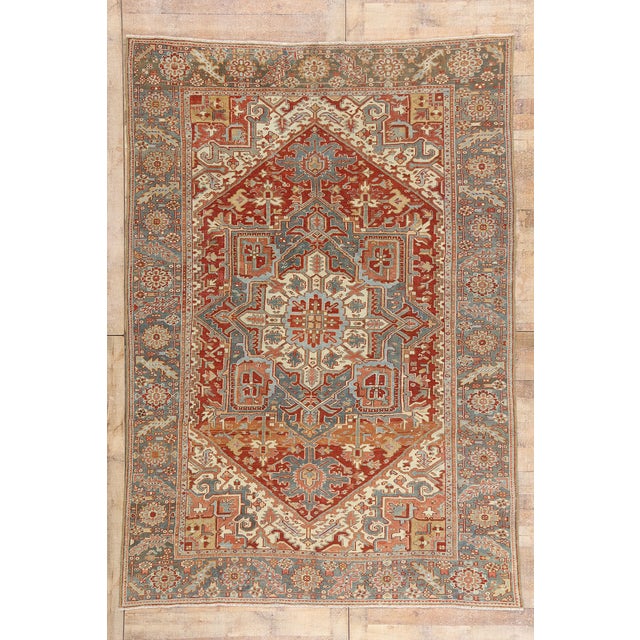Antique Persian Heriz Rug, 07'01 X 10'02 For Sale - Image 10 of 10