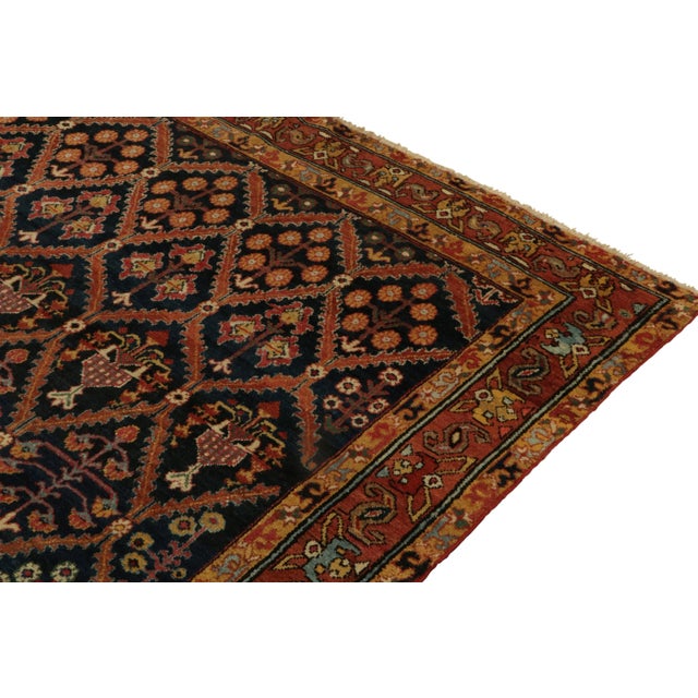 Rug & Kilim Rare Antique Persian Joshaghan Rug in Red, Black & Golden-Brown Floral Patterns For Sale - Image 4 of 7