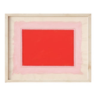 Bright Red & Pink Modern Abstract Art Print, 16 X 20 Print in Wood Frame For Sale