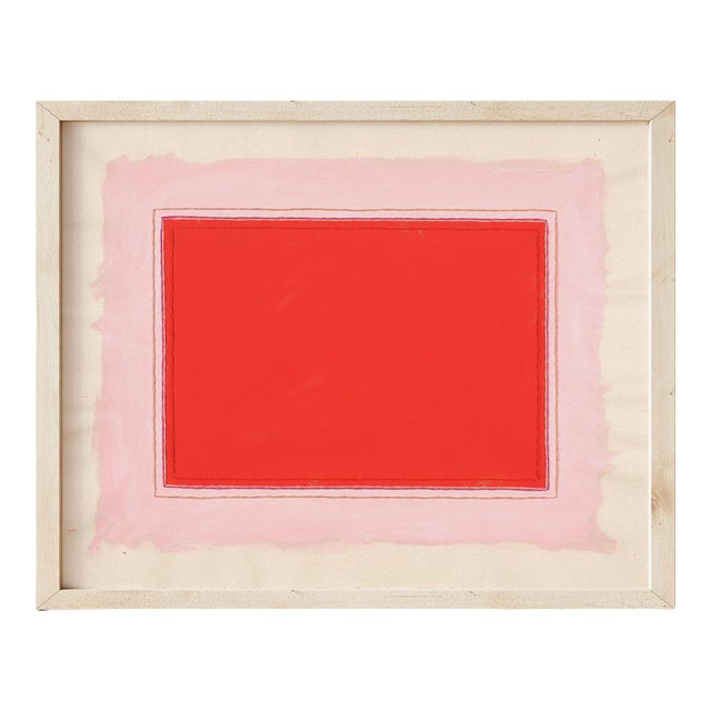 Bright Red & Pink Modern Abstract Art Print, 16 X 20 Print in Wood Frame For Sale