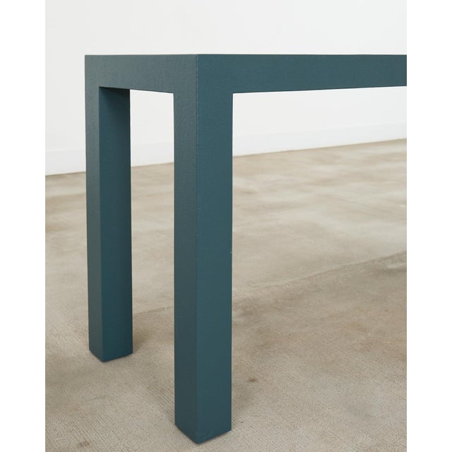 Monumental Lacquered Grasscloth Parsons Console Table 9 Ft. For Sale - Image 11 of 12