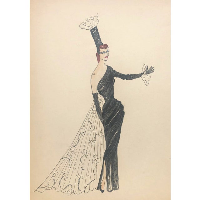 Figurative 1960s Larry Youngblood Black & White Mardi Gras Gown For Sale - Image 3 of 3