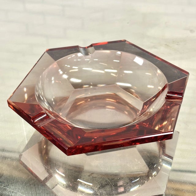 Glass Pink Square Murano Glass Ashtray For Sale - Image 7 of 7