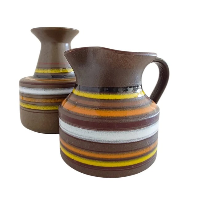 Fascie Colorate Vase and Pitcher by Aldo Londi for Bitossi, Italy, 1960s, Set of 2 For Sale - Image 11 of 11