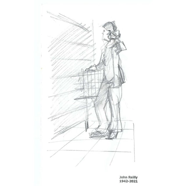 Figurative 1970s John Reilly Grocery Store Drawing For Sale - Image 3 of 3