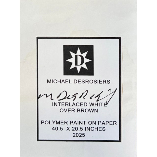 2020s "Interlaced White Over Brown" by Artist Michael DesRosiers Acrylic Paint on Paper (2025) For Sale - Image 5 of 5