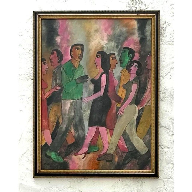 This captivating Vintage Abstract Dancing Figurative Painting brings an energetic and lively spirit to any space. Created...