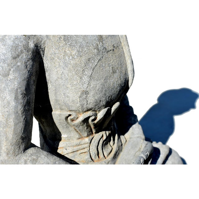 Antique Stone Buddha Statue Hand Carved 19th Century Tang Style For Sale - Image 14 of 17