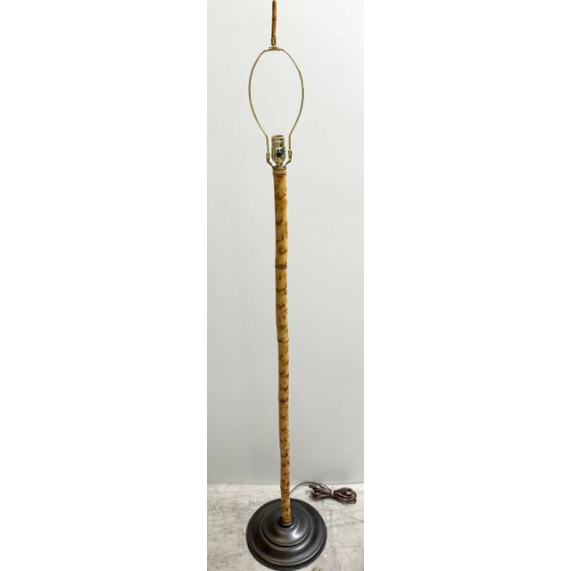 Wood French Modern Natural Bamboo Floor Lamp, Circa 1960s For Sale - Image 7 of 9