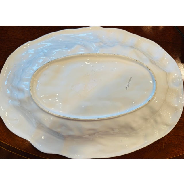 Vintage Italian Majolica-Style Hand-Painted Vegetable Harvest Oval Platter For Sale - Image 4 of 6