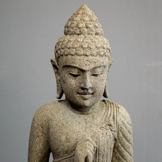 Carved Gray Stone Standing Buddha Chairish