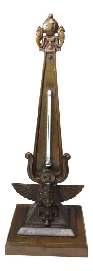 Antique Classic Egyptian Revival Bronzed Cast Iron Desk Thermometer