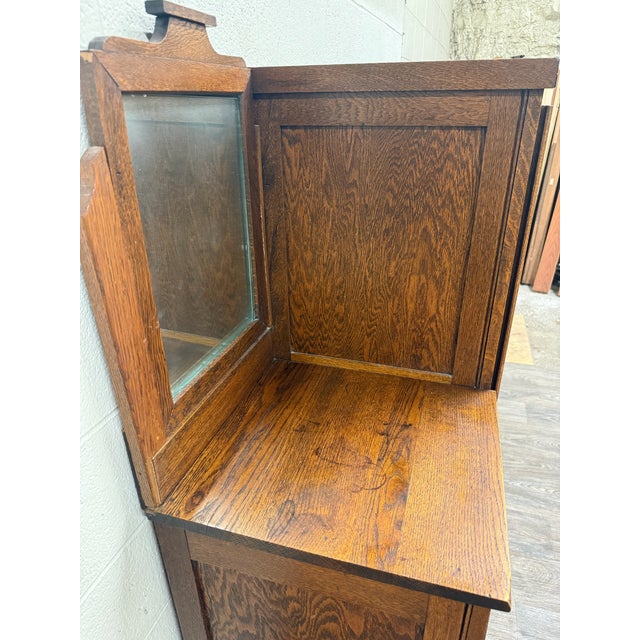Antique Arts & Crafts Mission Quarter Sawn White Oak Gentleman’s Chiffonier For Sale - Image 17 of 18