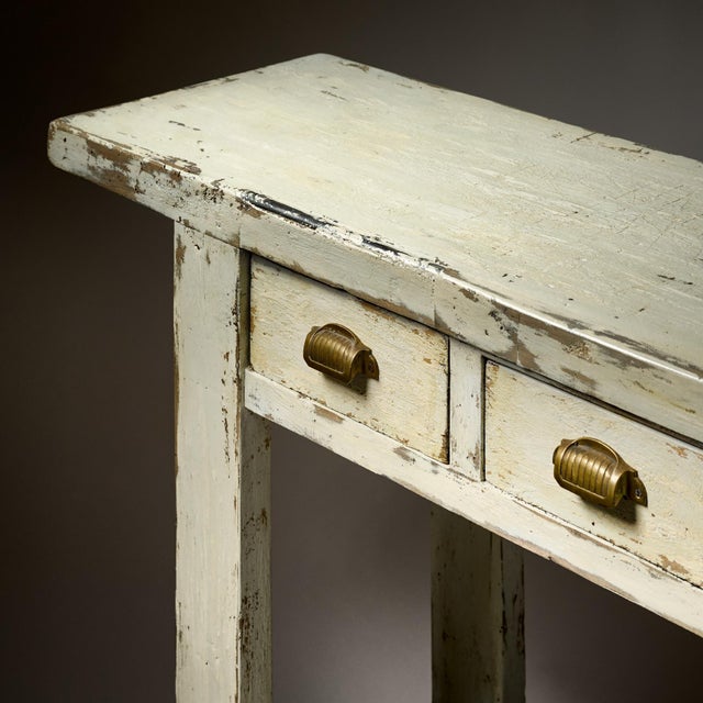 1930s Painted French Chestnut Worktable, Console, Circa 1930 For Sale - Image 5 of 9