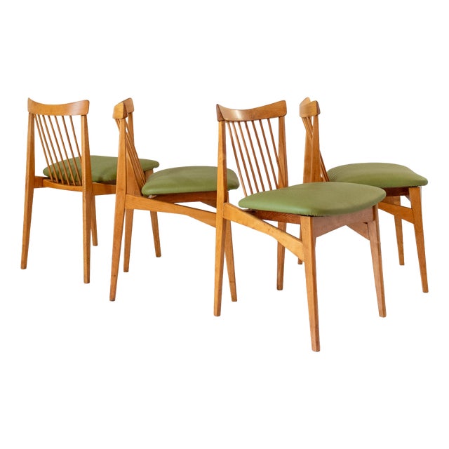 Mid-Century Modern Italian Wood Dining Chairs, 1960s, Set of 4 For Sale