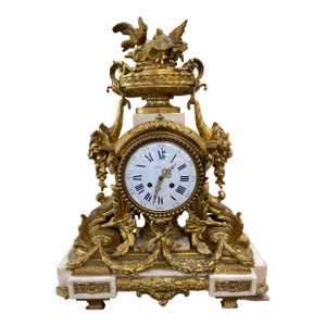 Gilt Bronze & Marble Louis XVI Style Mantel Clock