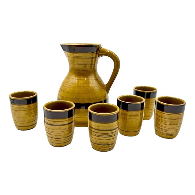 Glazed Ceramic Orangeade Set from GK, 1970s, Set of 8 For Sale