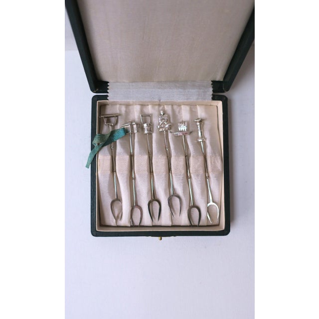 Sterling Silver Cocktail or Appetizer Fork Picks by Asahi Shoten, Japan For Sale - Image 4 of 12